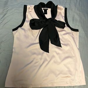 Pink and black Ann Taylor blouse - sleeveless, size L, with bow, used